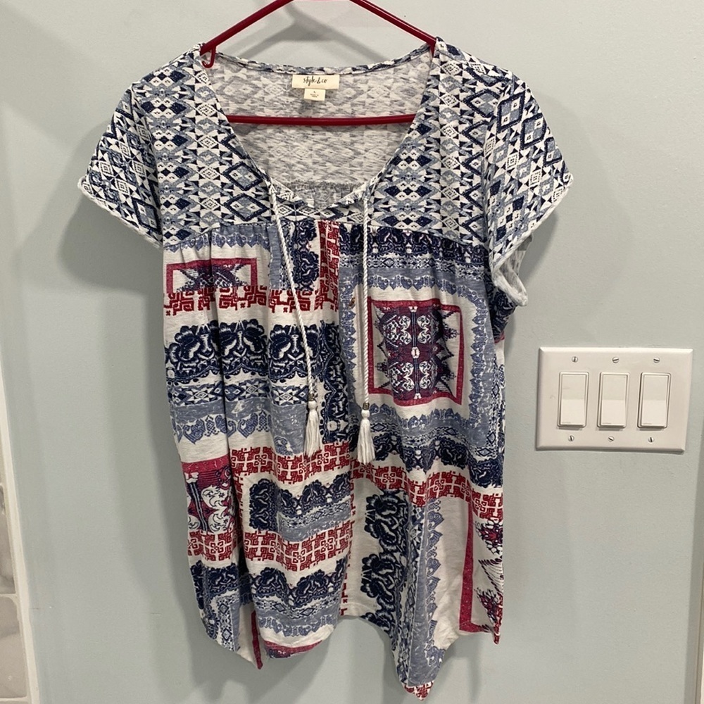 Large Style&co short sleeve blouse drawstring